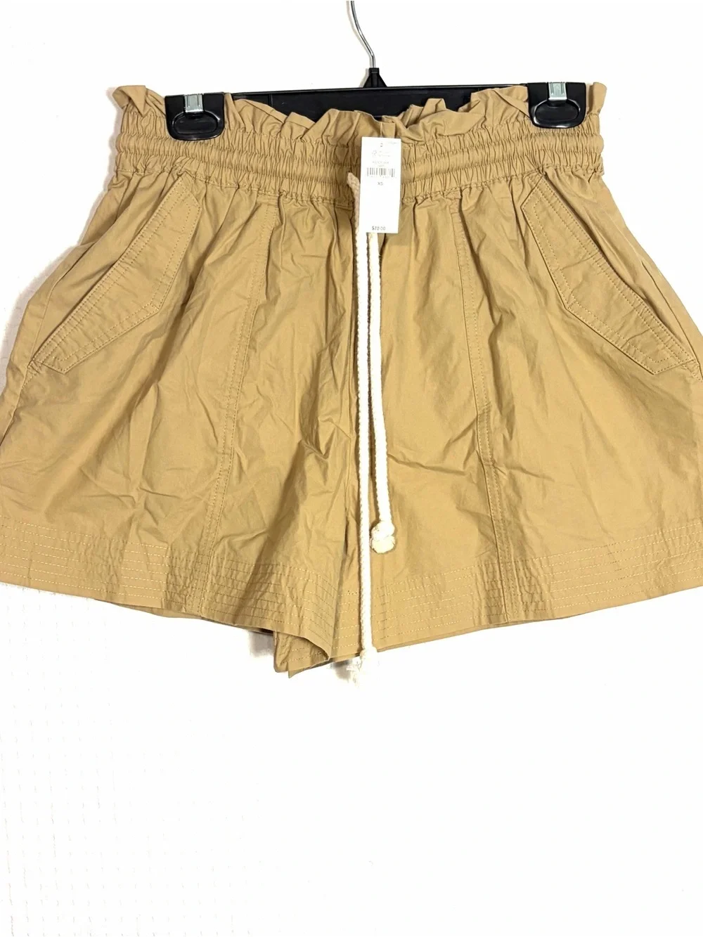 NEW Banana Republic Laurel Poplin Short Paperbag Waist Drawstring Khaki Size XS
